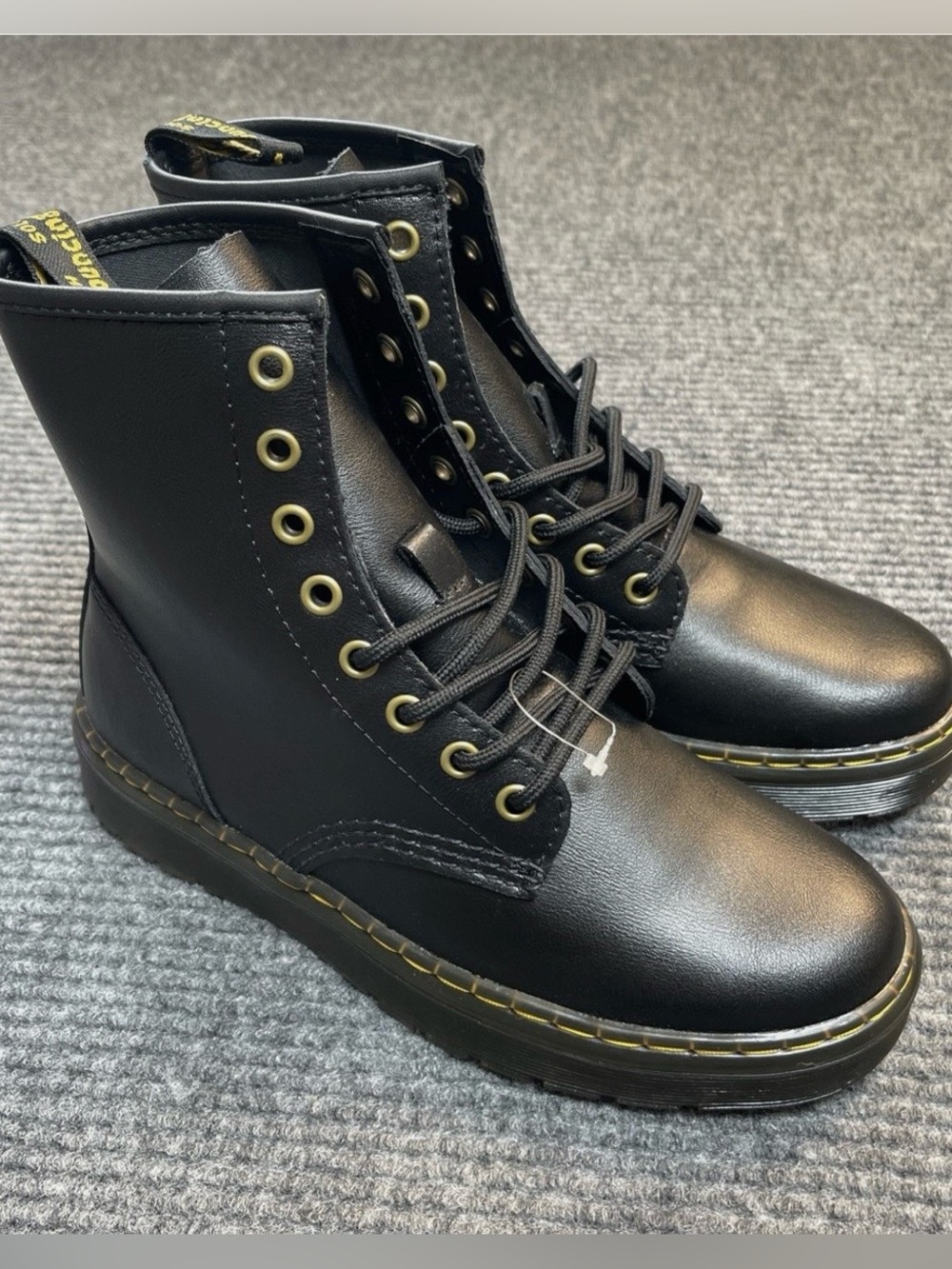Dr. Martens Zavala Women Size 7 Black Hydro Leather Combat Boots NEW - Picture 6 of 13